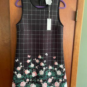 Erin by erin featherson  Black checked with floral border shift dress